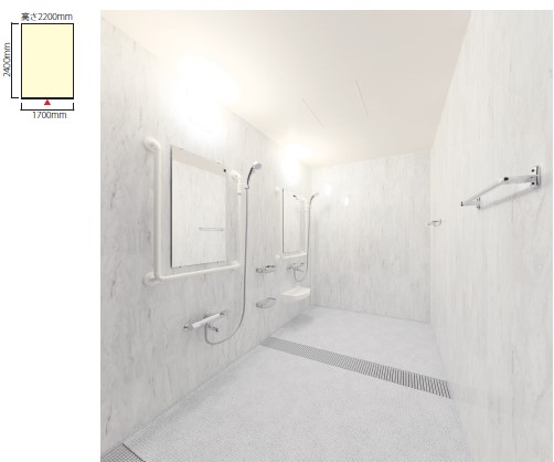 洗い場2か所シャワー室　１７２４サイズ(3)